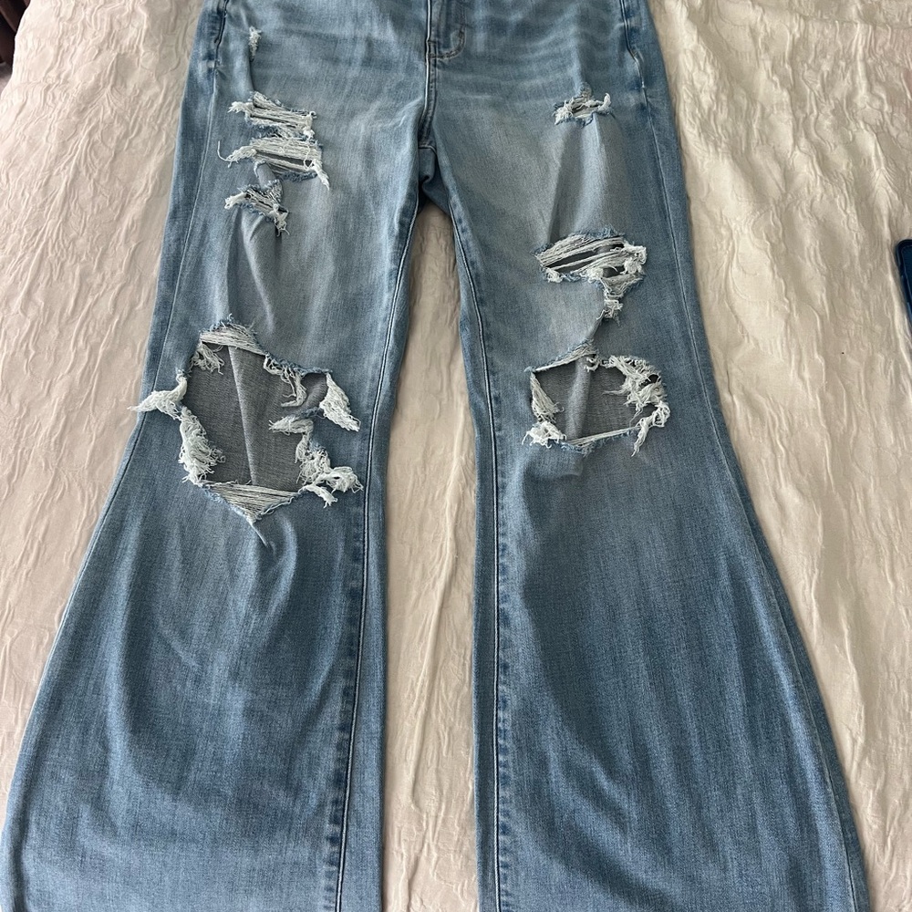 American Eagle Outfitters Blue Flare Wide Leg Jeans